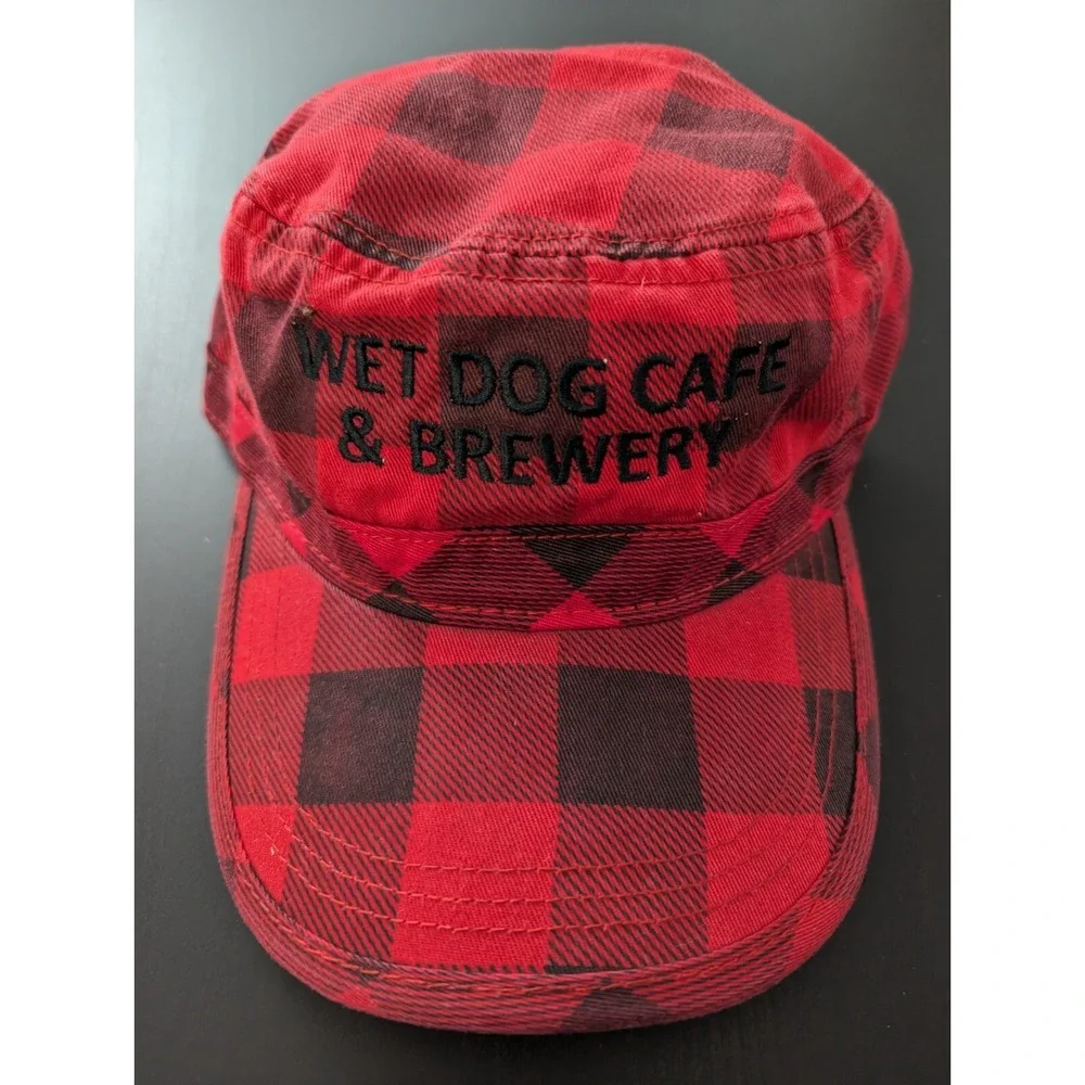 Wet Dog Cafe & Brewery Hat Cap Strapback Plaid Military Style Embroidered